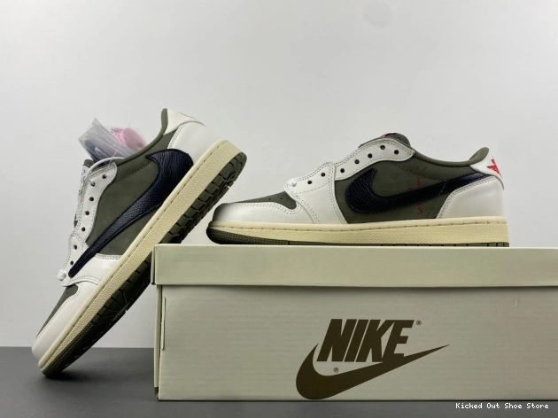 Kicked Out Shoe Store OG MEDIUM OLIVE JORDAN LOW 1 DM7866-200 SCOTT AIR TRAVIS X 0725